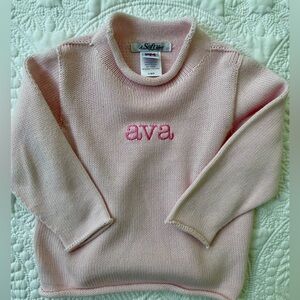 “Ava” pink cotton baby sweater